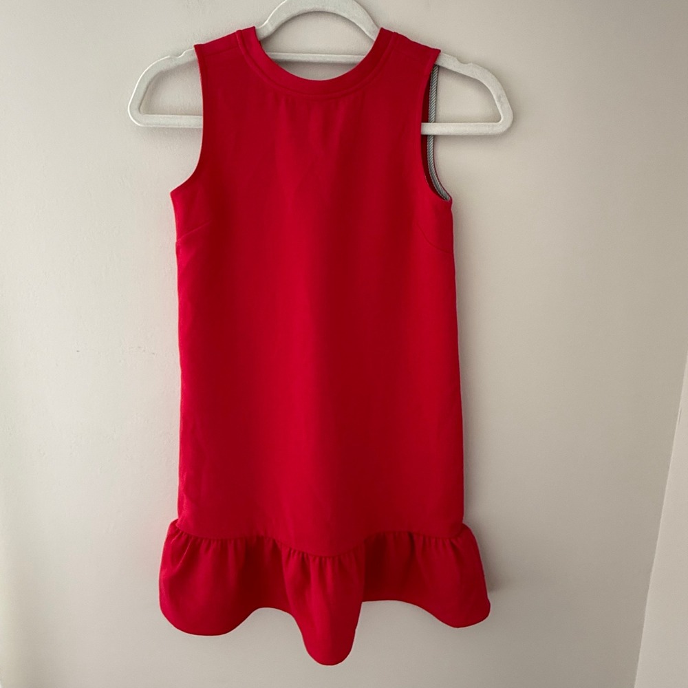 Vineyard Vines Girls Red Ruffle Flounce Hem Shift Dress Size M 10-12 Sleeveless